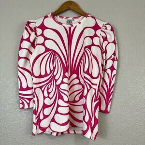 Sheridan‎ French Top Womens XS Pink Psychedelic Scuba Stretch Festival Dopamine